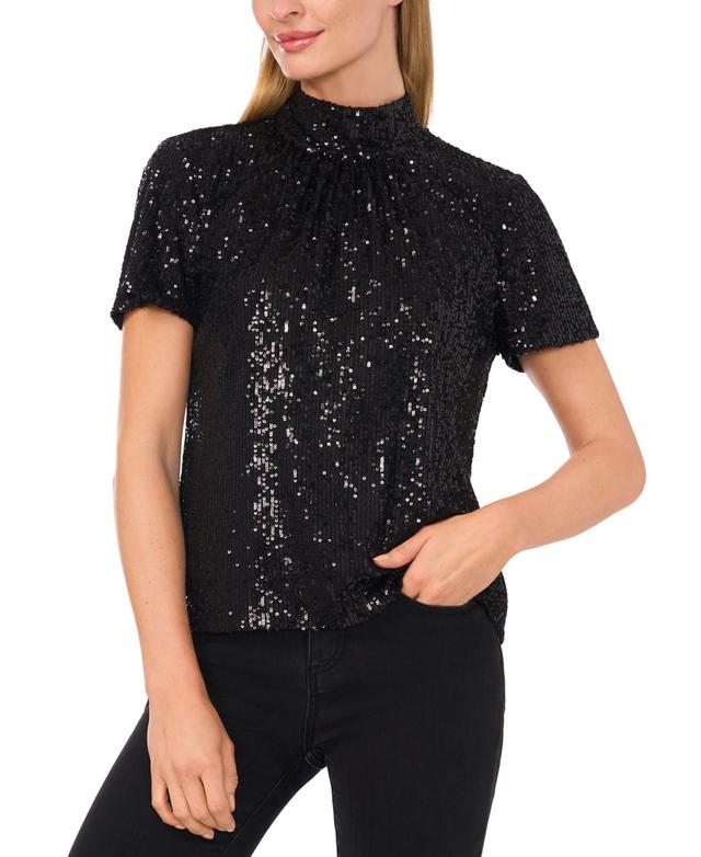 CeCe Womens Sequined Bow-Back Top Product Image