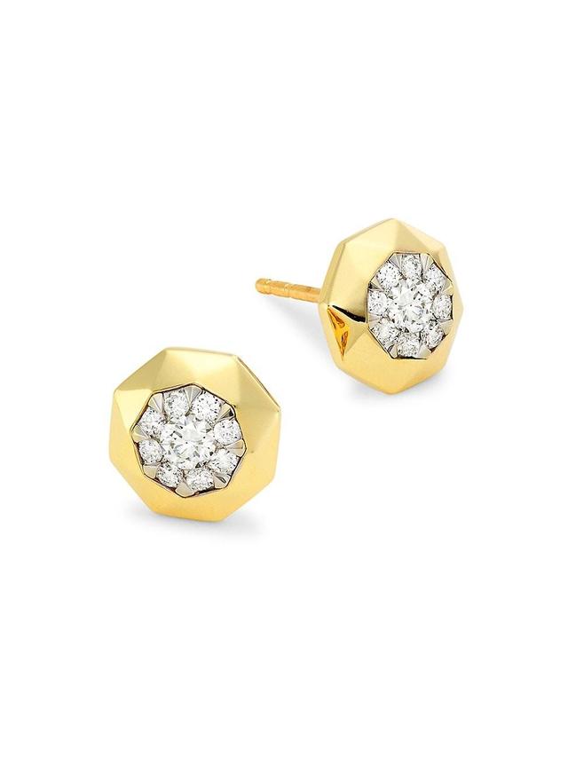 Womens 14K Yellow Gold & 0.4 TCW Diamond Octagonal Stud Earrings Product Image