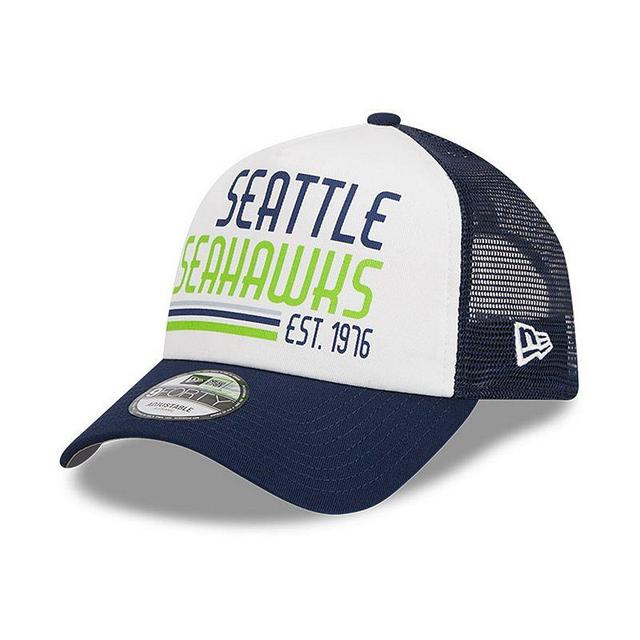 Mens New Era /College Navy Seattle Seahawks Stacked A-Frame Trucker 9FORTY Adjustable Hat Product Image