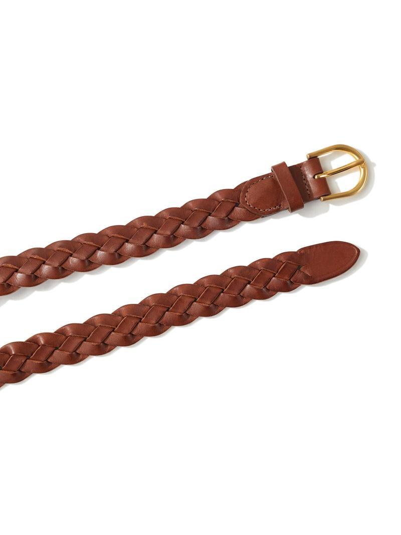 Braided Leather Belt - Brown Product Image