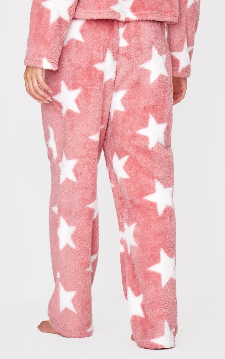 Pink Star Print Fleece Pj Pants Product Image