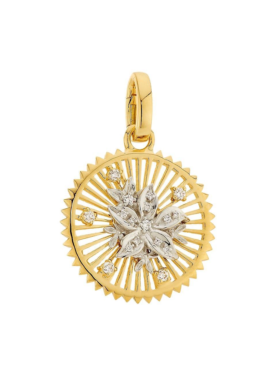 Womens Resilience 18K Yellow & White Gold & 0.08 TCW Diamond Medium Medallion Product Image