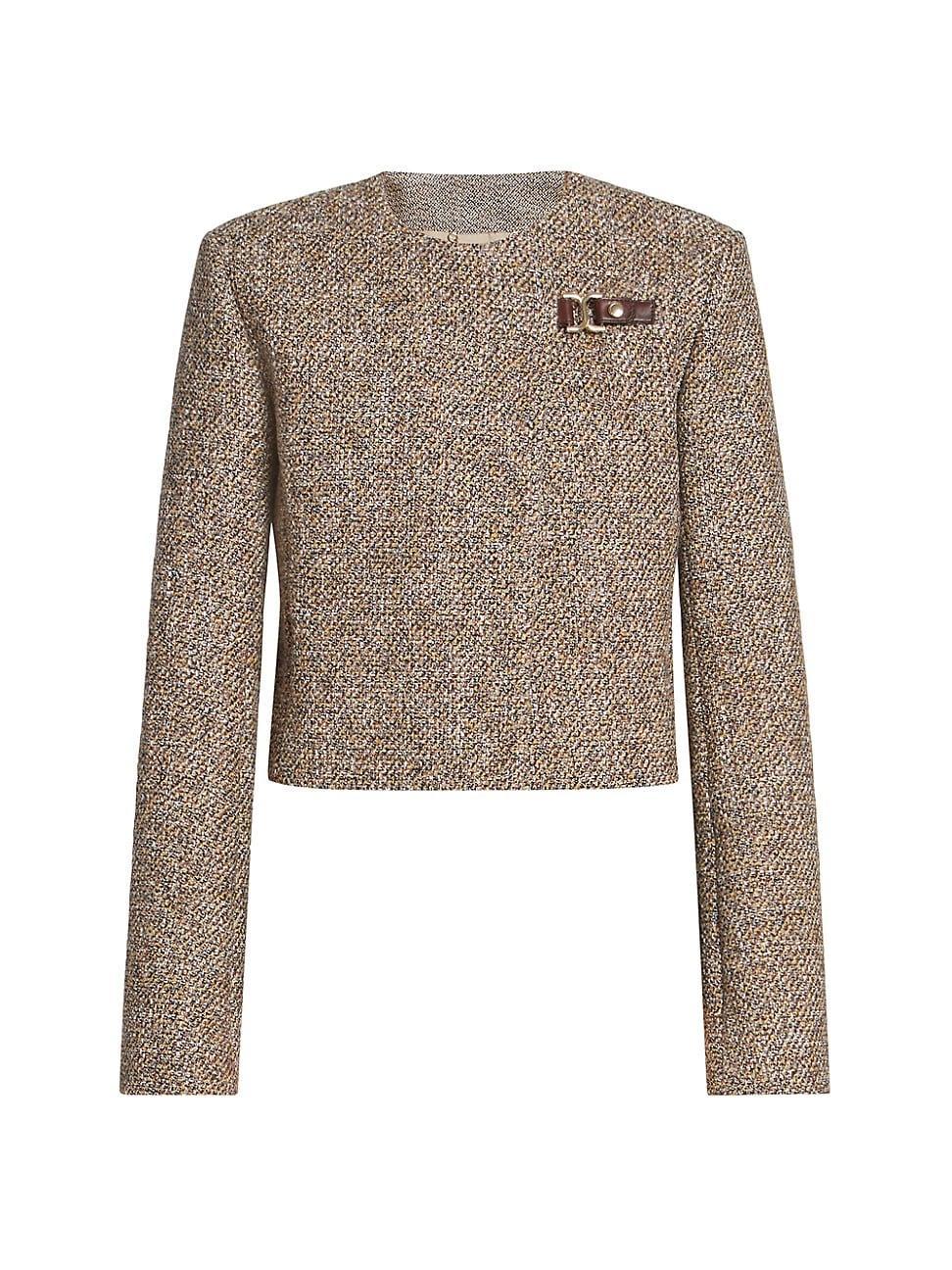 Chlo Marcie Buckle Wool & Cotton Blend Tweed Jacket Product Image