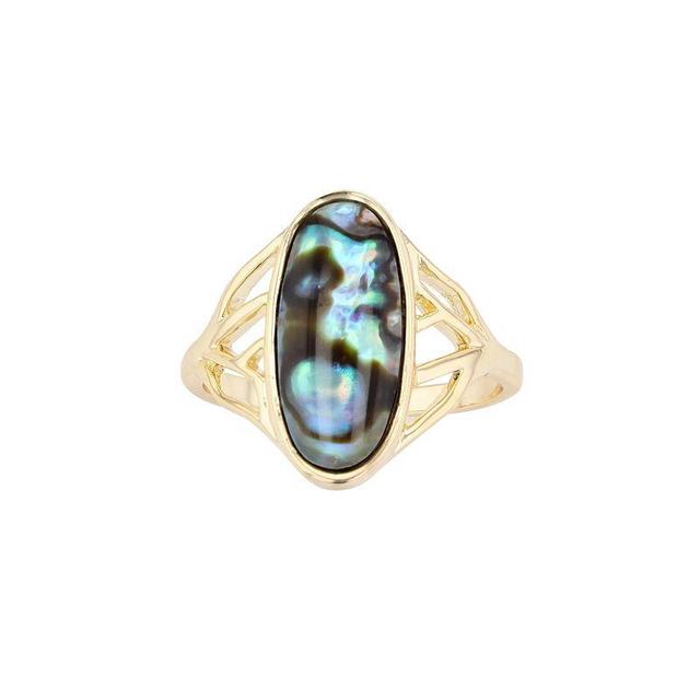 City Luxe Brass & Abalone Large Oval Ring, Womens Gold Tone Product Image