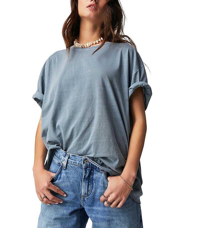 Free People Nina Short Sleeve Raw Edge Crew Neck Boxy Tee Shirt Product Image