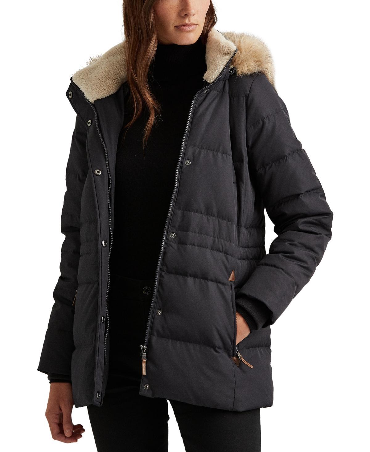 Lauren Ralph Lauren Womens Faux-Fur-Trim Hooded Puffer Coat, Created for Macys Product Image