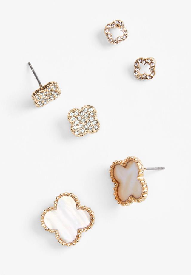 3 Pack Clover Stud Earring Set Product Image