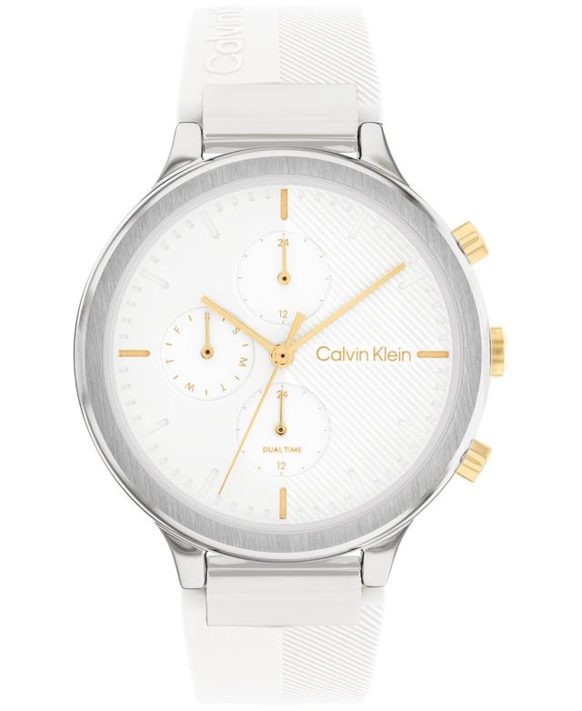 Calvin Klein Womens Multifunction White Silicone Strap Watch 38mm - White Product Image