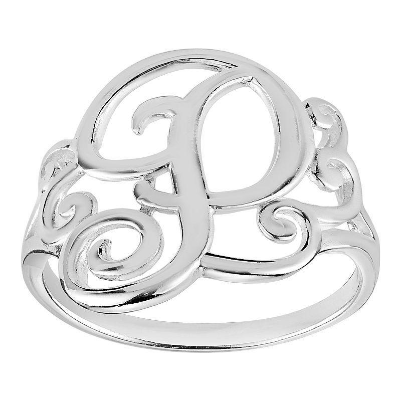 Womens PRIMROSE Sterling silver polished monogram initial B band ring size 7., Womens Grey Product Image