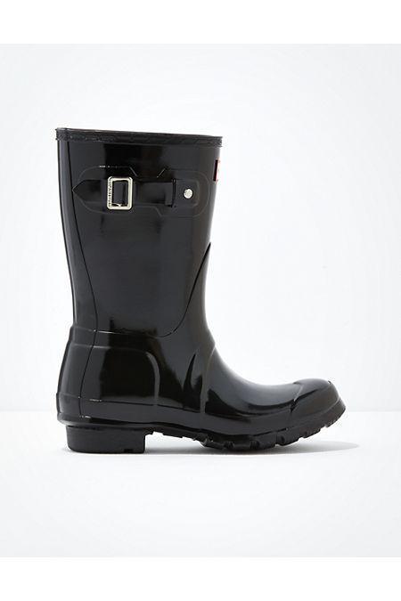 Hunter Original Short Gloss Rain Boot Womens Black 10 Product Image