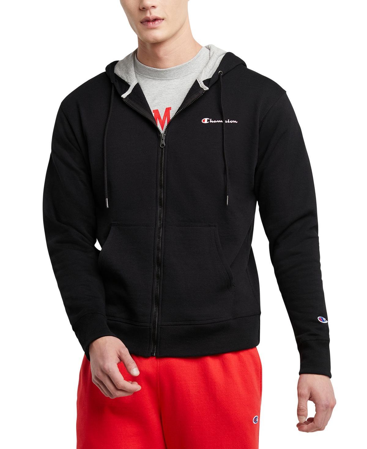 Champion Mens Powerblend Standard-Fit Logo-Print Full-Zip Fleece Hoodie Product Image