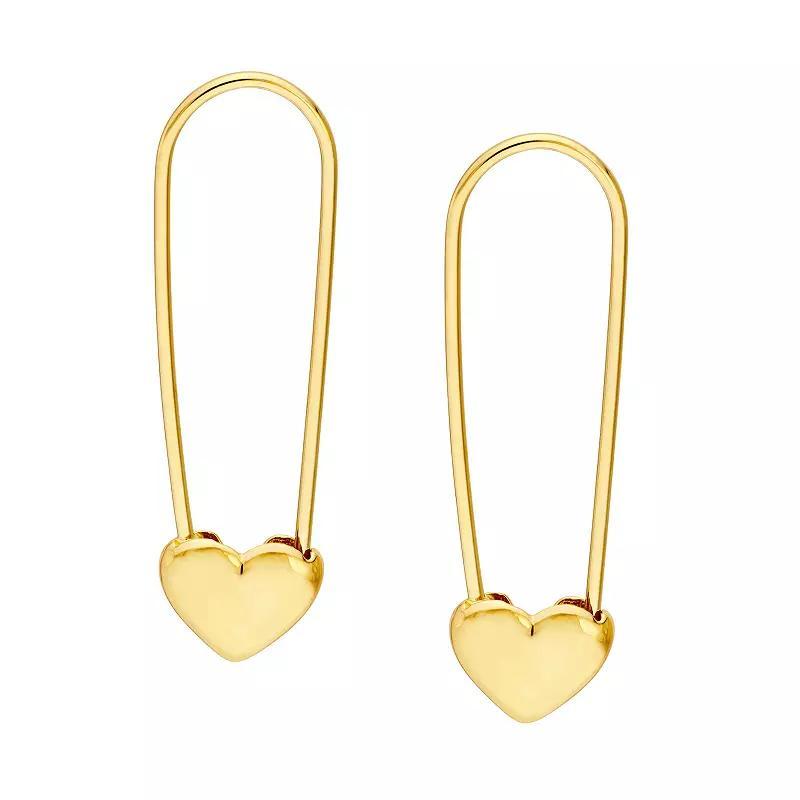 14k Gold Heart Drop Earrings, Womens Product Image