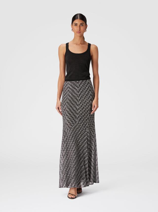 Long flared skirt in zig zag lamé viscose blend Product Image