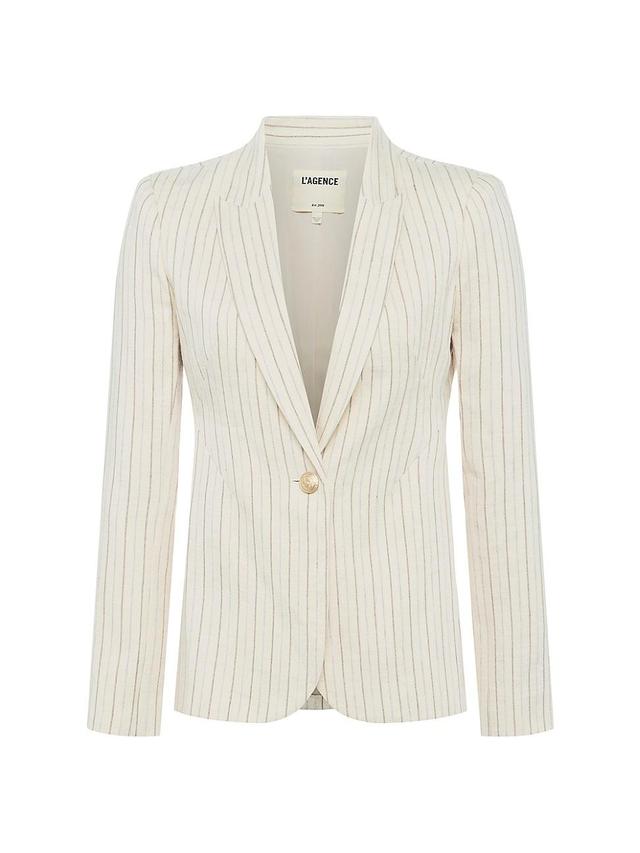 Womens Clementine Striped Linen-Blend Blazer Product Image