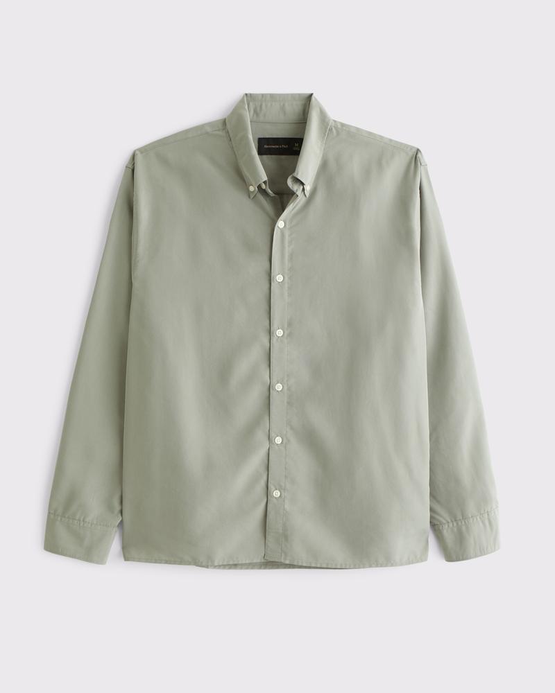 Long-Sleeve Cupro Button-Up Shirt Product Image