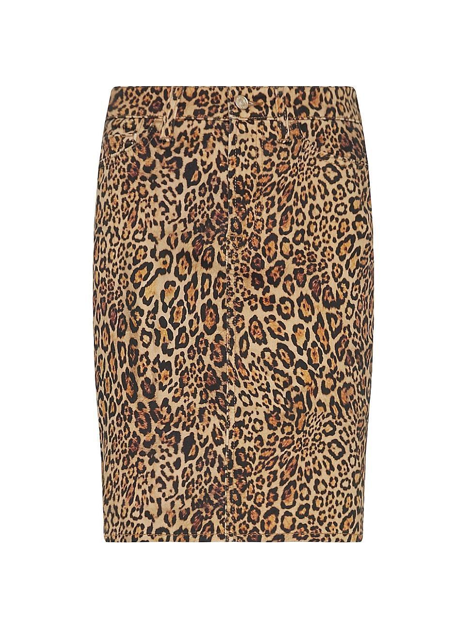 Womens Leopard Cotton-Blend Pencil Midi-Skirt Product Image