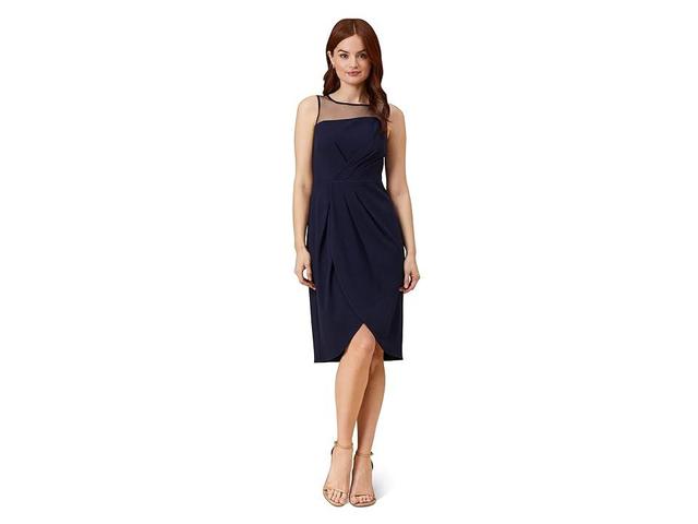 Adrianna Papell Illusion Neck Crepe Cocktail Dress Product Image