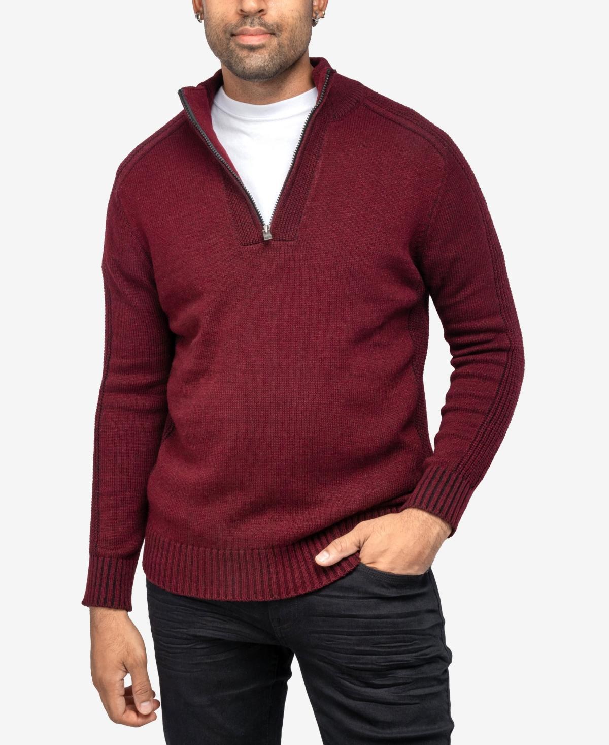 Mens Xray Regular-Fit Quarter-Zip Mixed-Yarn Sweater Red Marled Product Image