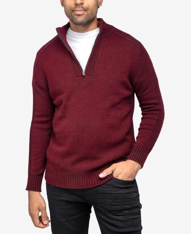 Mens Xray Regular-Fit Quarter-Zip Mixed-Yarn Sweater Red Marled Product Image