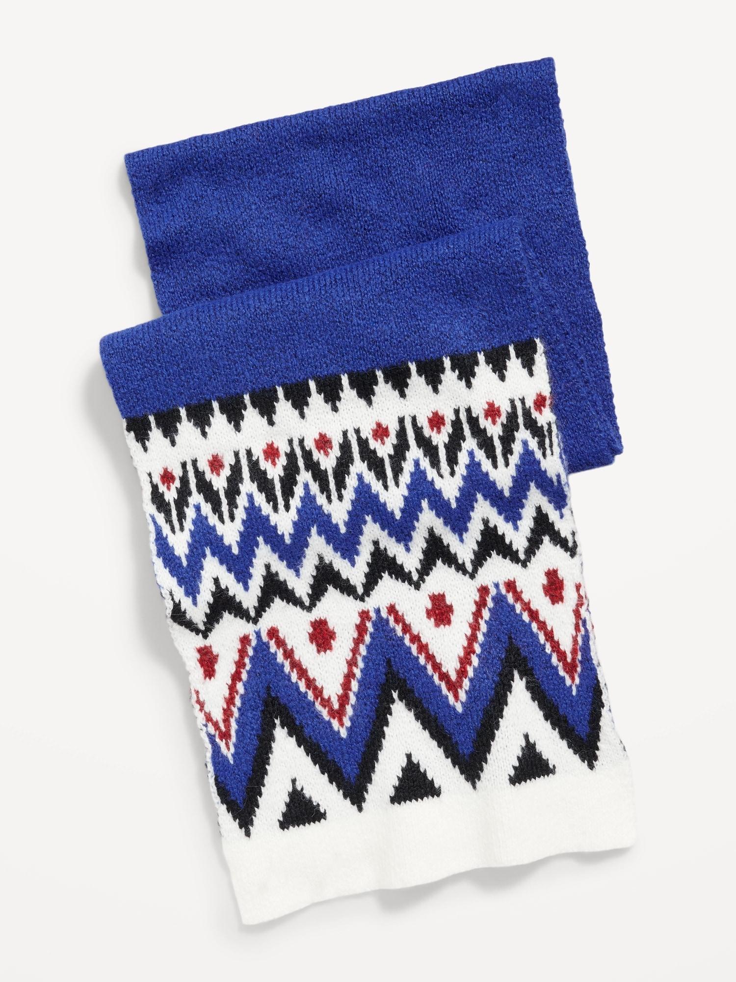 Sweater-Knit Fair Isle Scarf for Men Product Image