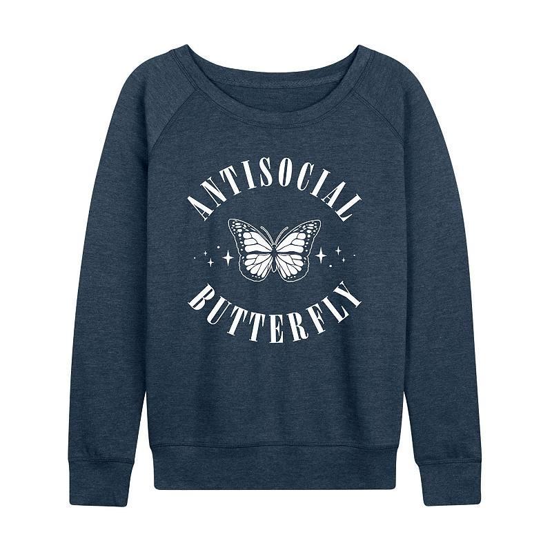 Womens Antisocial Butterfly Graphic Tee Blue Product Image