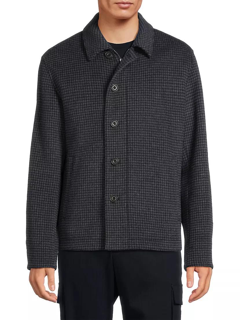 Houndstooth Wool-Blend Knit Jacket Product Image