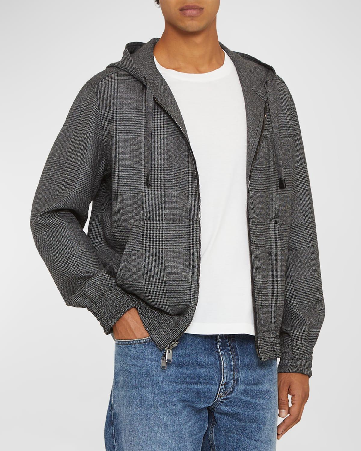 Mens Glen Plaid Hooded Blouson Jacket Product Image