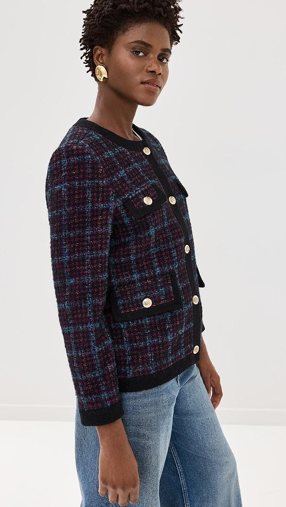 ANINE BING Lydia Jacket In Blue and Red Tweed | Shopbop Product Image