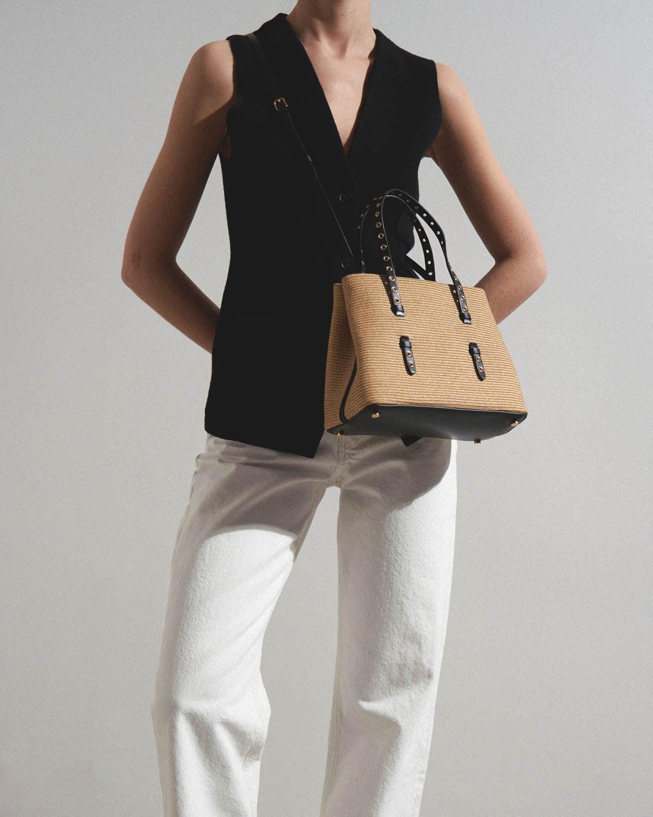 Mina 25 Raffia Tote Bag In Natural Product Image