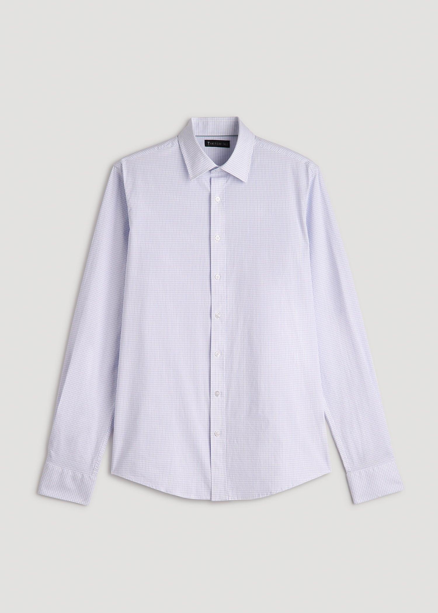 Oskar Button-Up Dress Shirt for Tall Men in Iris Mini Check Male Product Image