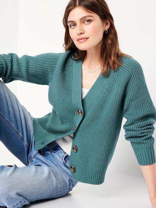 Shaker-Stitch Cardigan Sweater Product Image