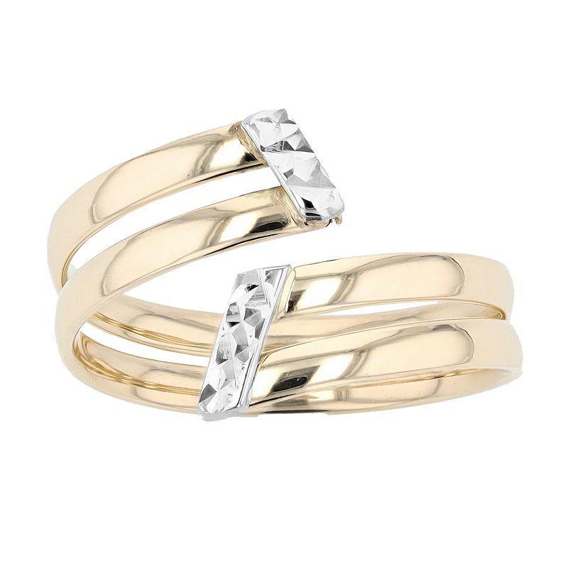 Au Naturale Two Tone 14k Gold Double Bypass Ring, Womens Multicolor Product Image