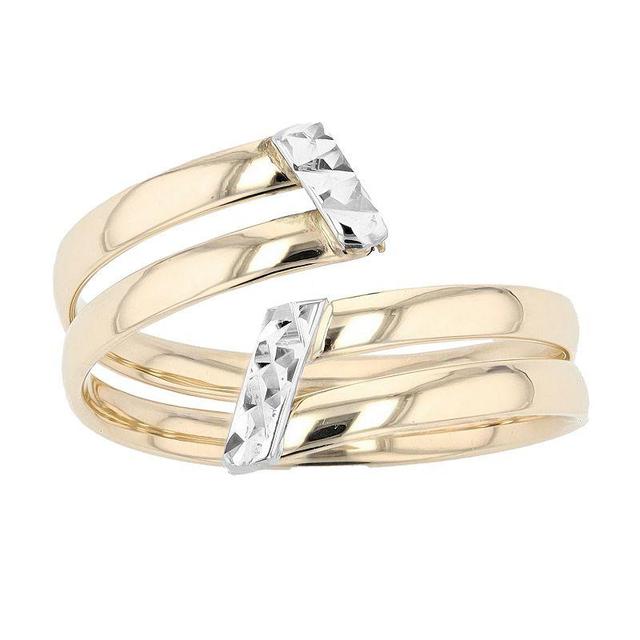 Au Naturale Two Tone 14k Gold Double Bypass Ring, Womens Multicolor Product Image