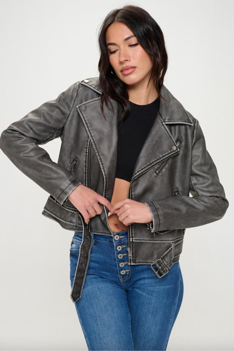 Biker Jacket w/ Belt Product Image