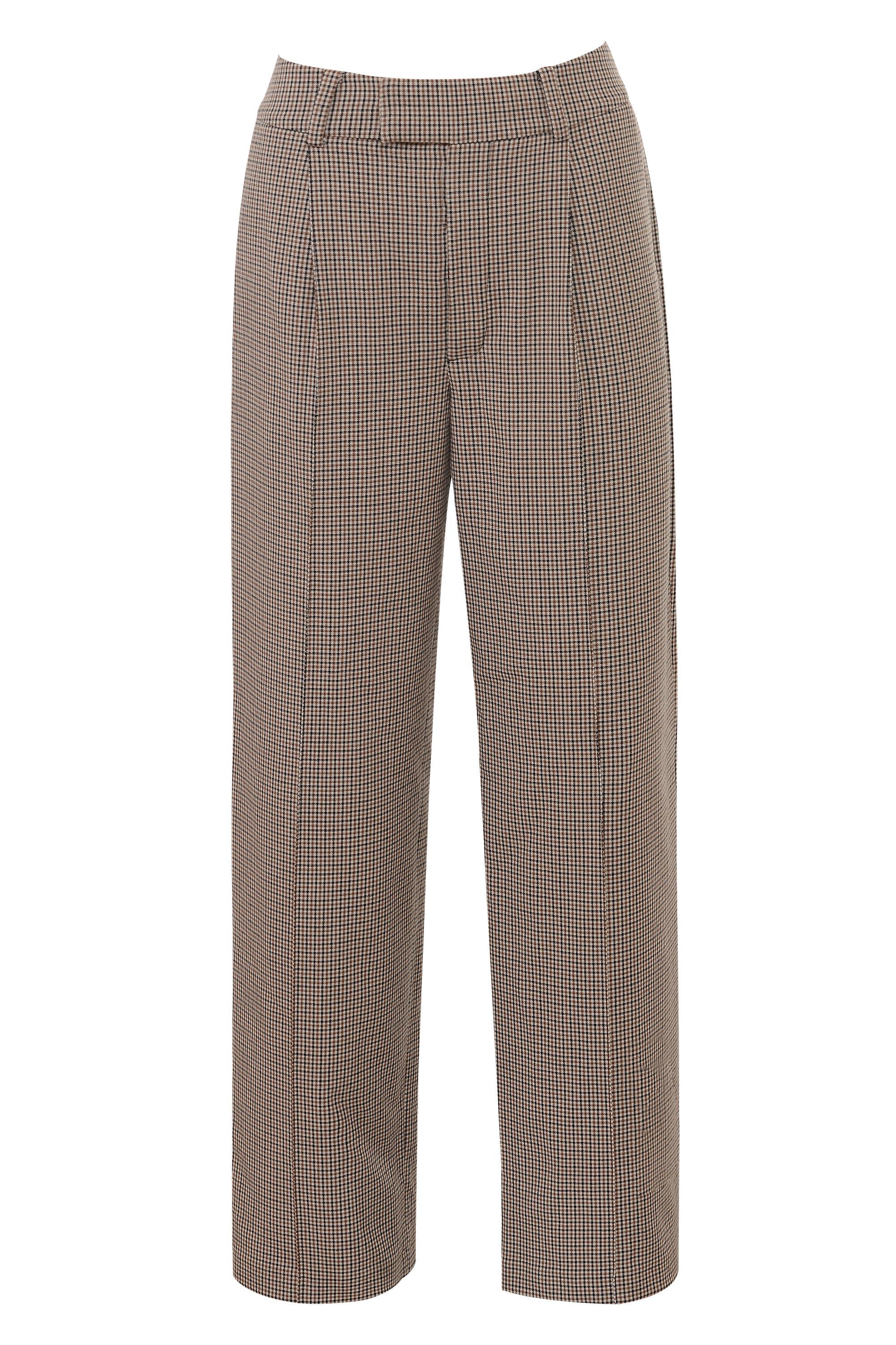 Hayden Brown Puppytooth Wide Leg High Waist Tailored Trousers Product Image