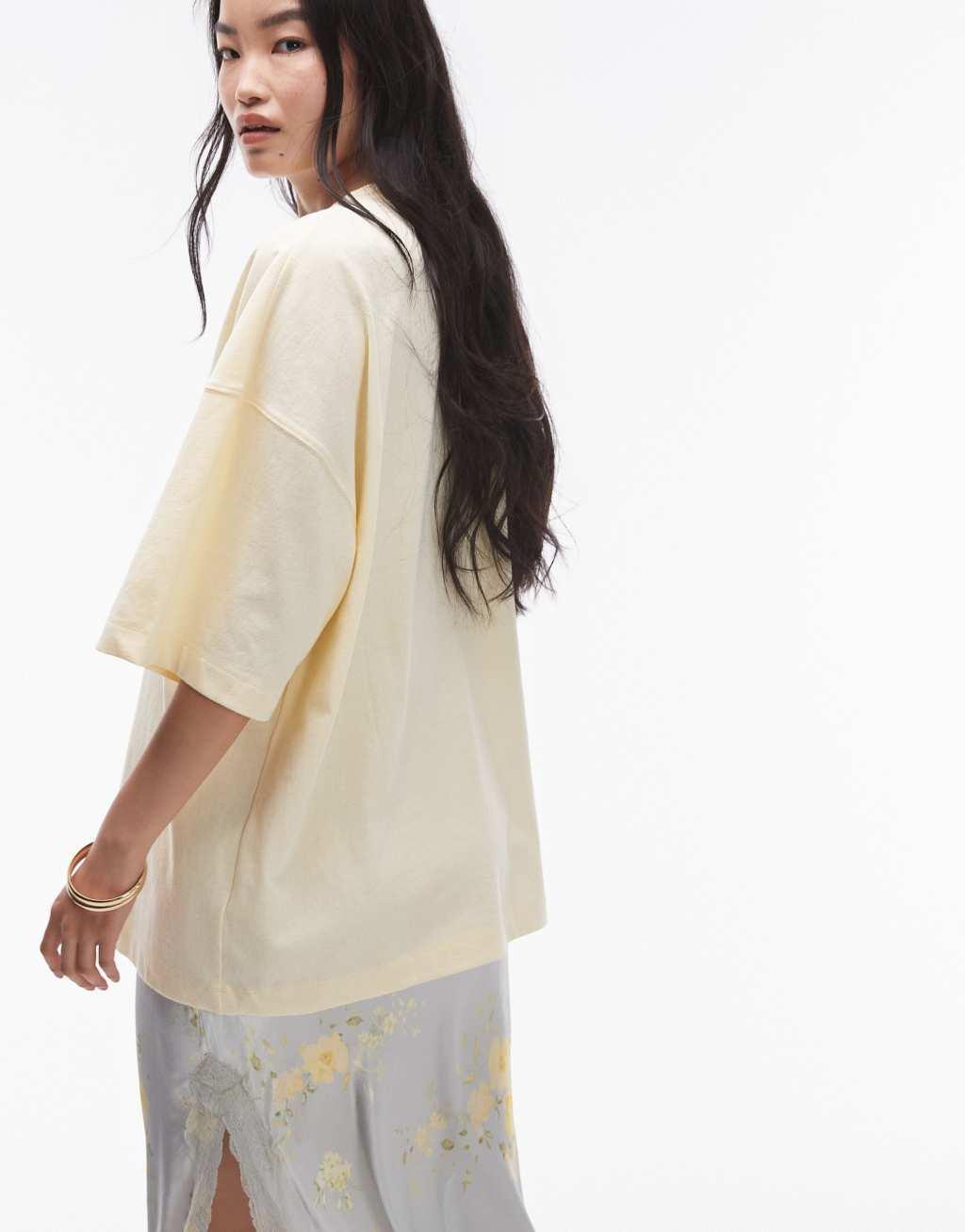 Topshop oversized dropped shoulder tee in lemon Product Image