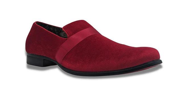 (Size 12) Red Solid Velvet Loafer Product Image