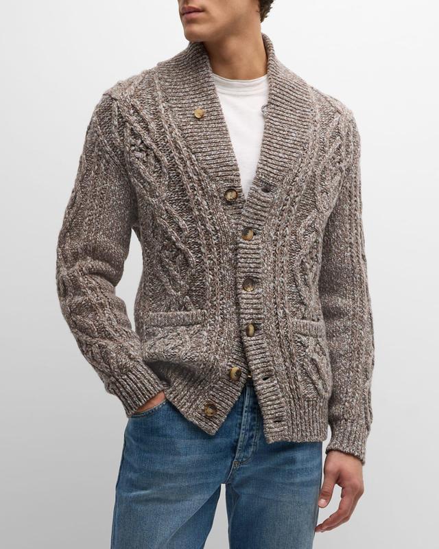 Mens Wool-Cashmere Cable Knit Cardigan Product Image