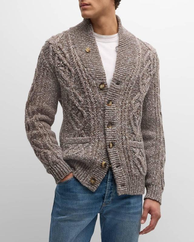 Men's Wool-Cashmere Cable Knit Cardigan Product Image