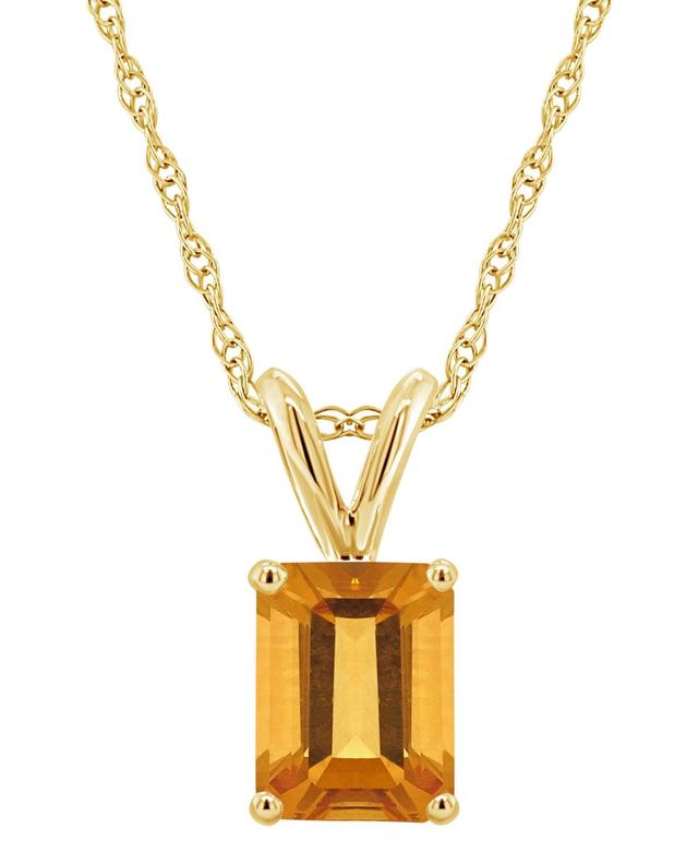 Celebration Gems 14k Gold Emerald Cut Blue Topaz Pendant Necklace, Womens Product Image