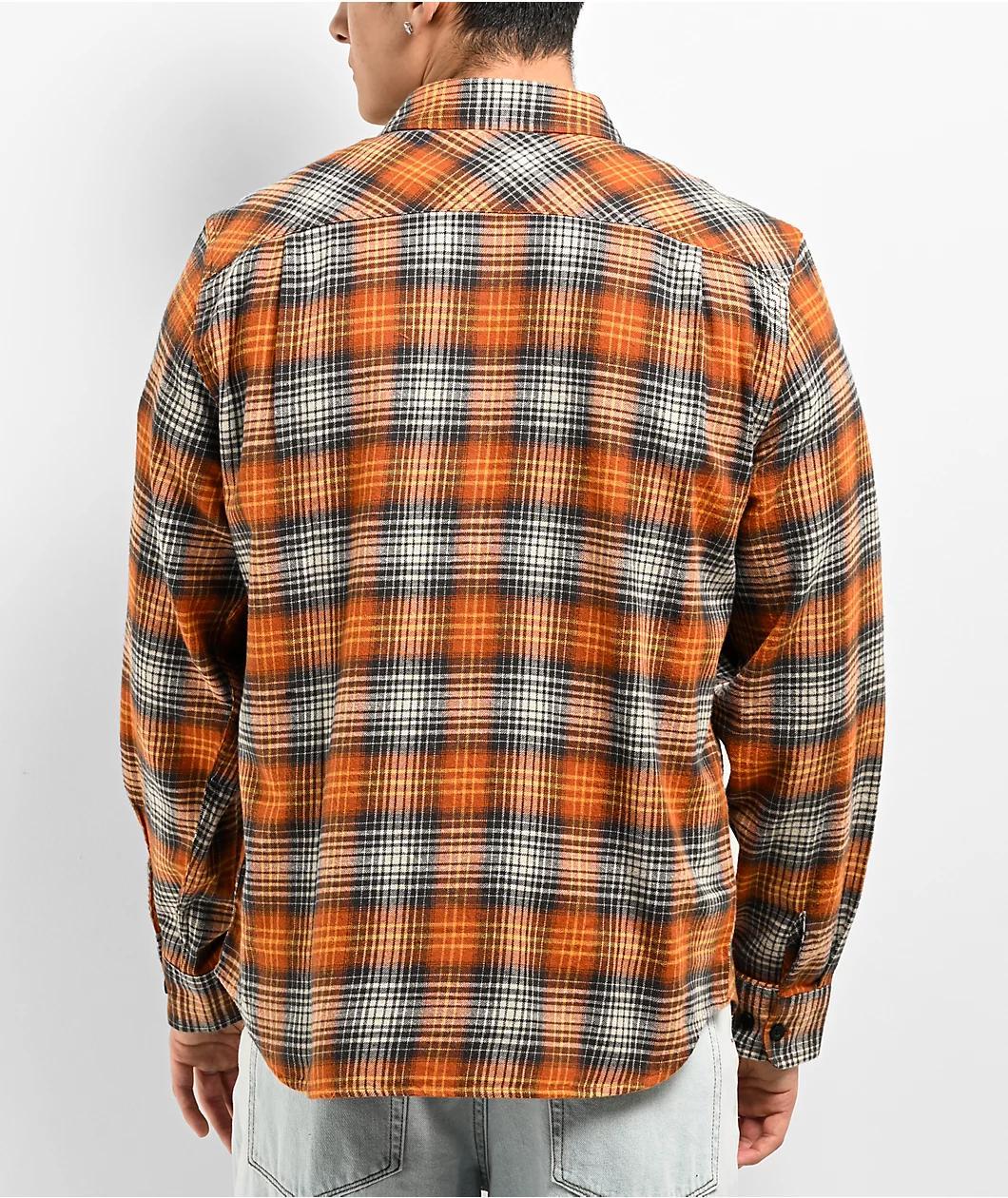 Brixton Bowery Orange Lightweight Long Sleeve Flannel  Product Image