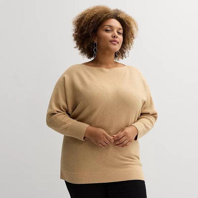 Plus Size Nine West Dolman Sweater, Womens Camel Grey Product Image