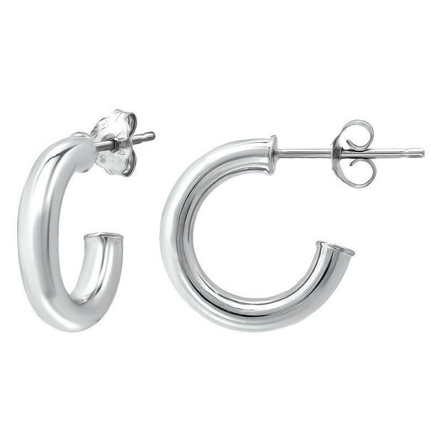 Aleure Precioso Sterling Silver Tube Hoop Earrings, Womens Product Image