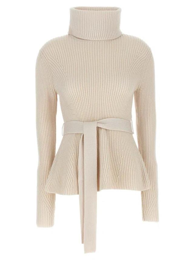 Illustration Peplum Sweater, Cardigans Beige Product Image