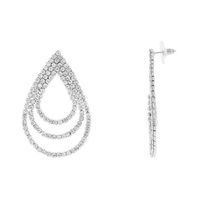 Emberly Pave Clear Stone Multi Teardrop Earrings, Womens, White Product Image