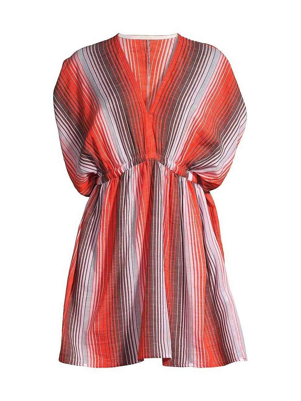 Womens Alem Striped Plunge Minidress Product Image