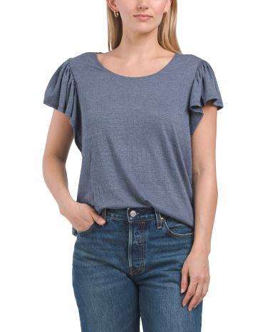 Flutter Sleeve Crinkle Jersey Top for Women Product Image