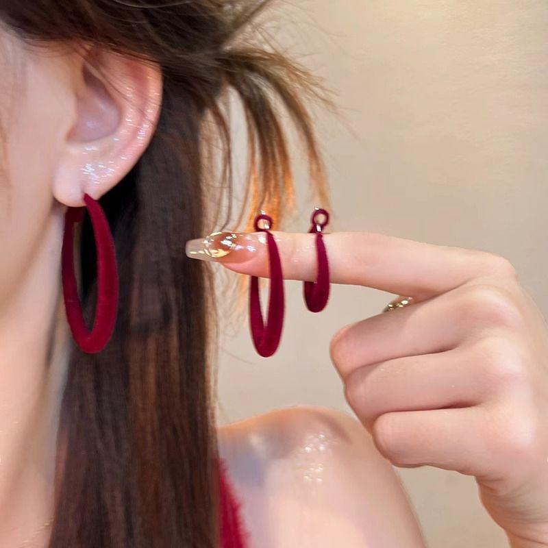 Flocking Alloy Hoop Earring Product Image