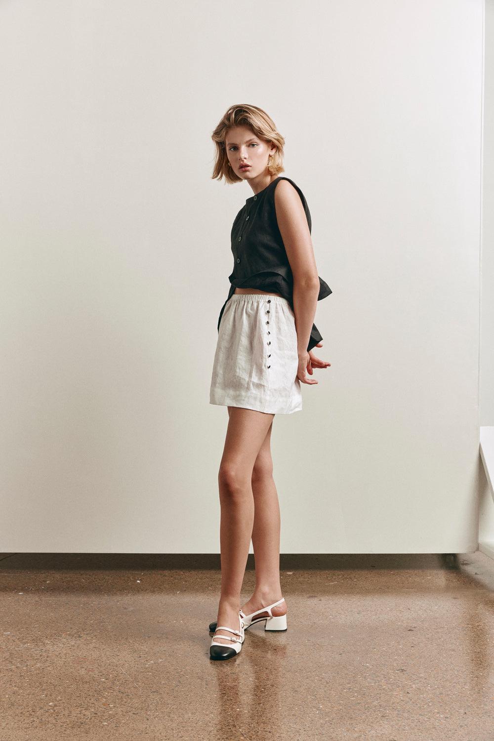 Nature of Art Linen Mini Skirt White Product Image