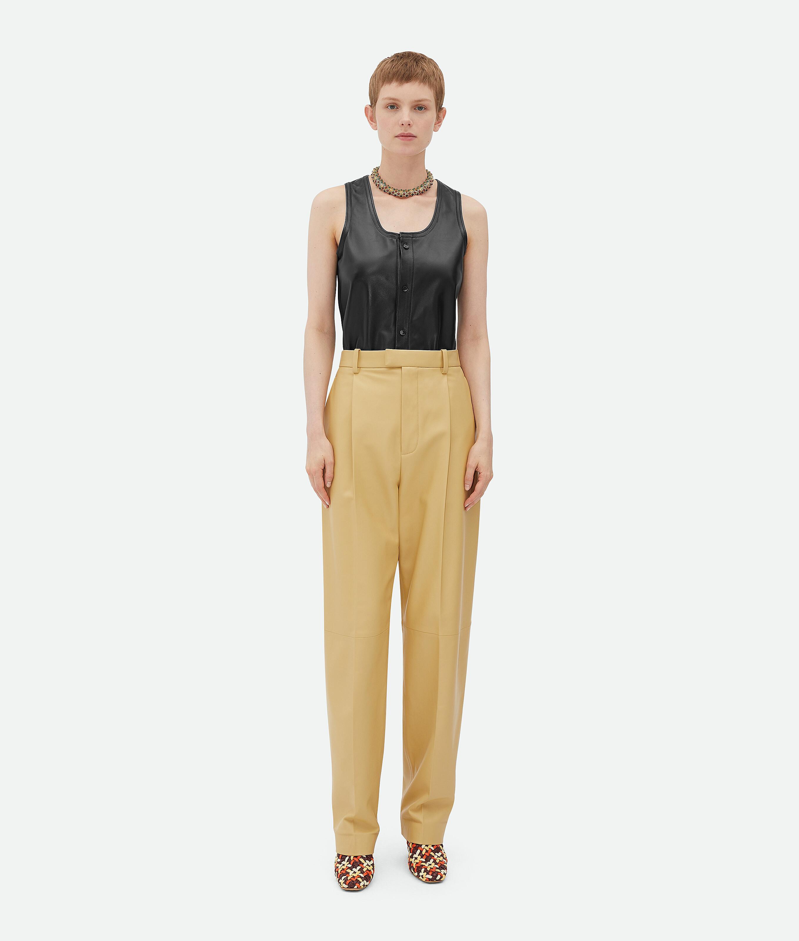 Women's Leather Wide Leg Trousers in Rubber Product Image